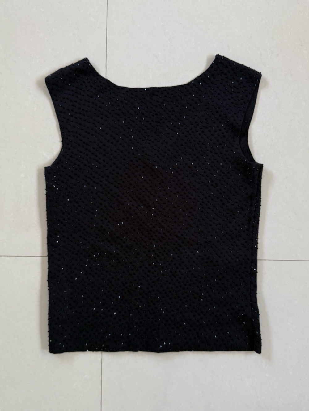 Ann Taylor Black Beaded Petite Tank 75% Silk